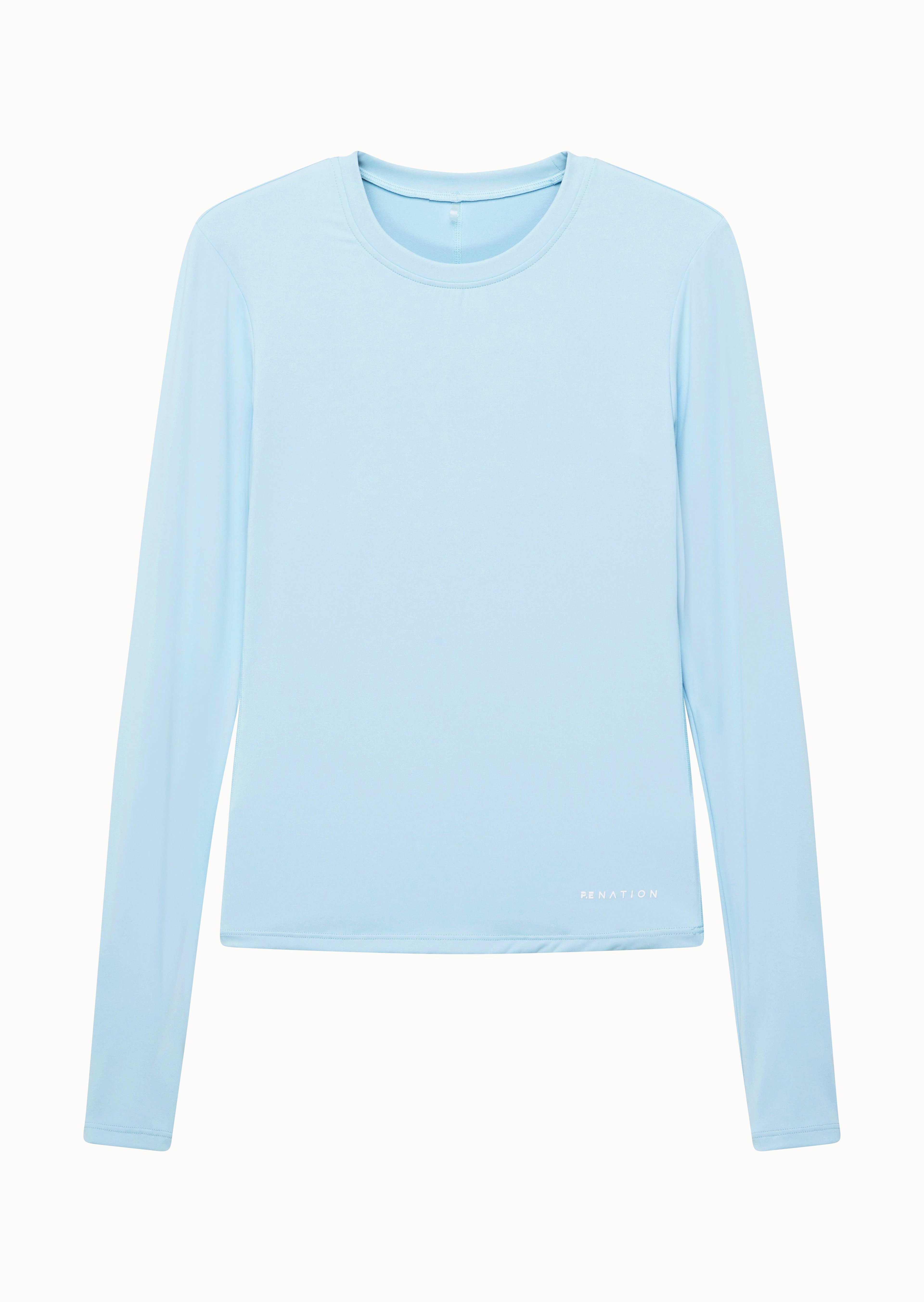 FOUNDATION LONG SLEEVE TOP IN ICE BLUE by P.E NATION