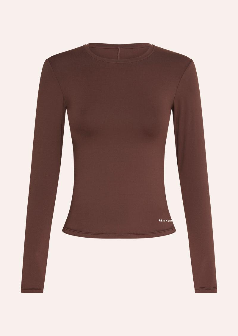 FOUNDATION LONG SLEEVE TOP IN MAHOGANY by P.E NATION