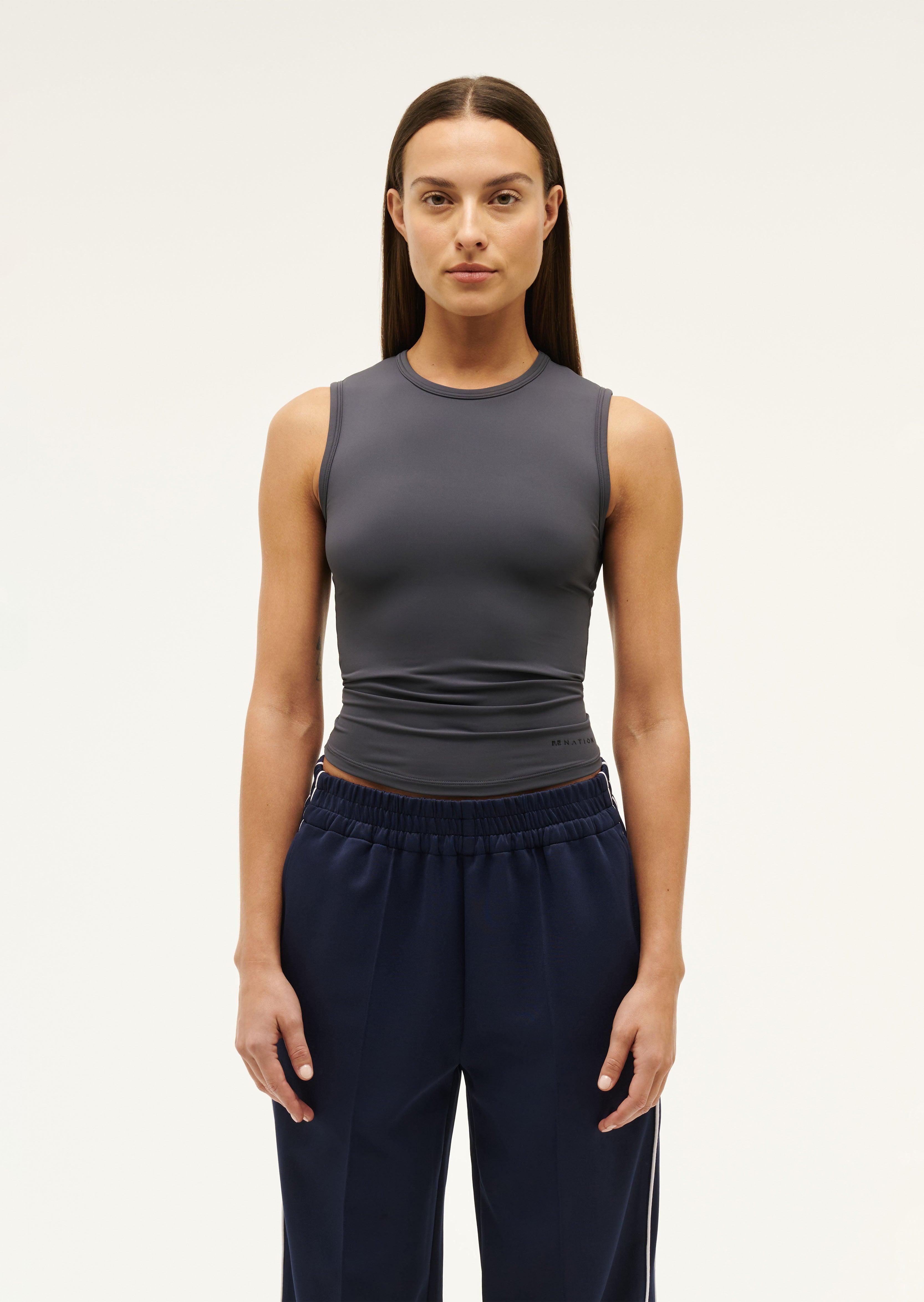 FOUNDATION MUSCLE TANK IN MARINE BLUE by P.E NATION