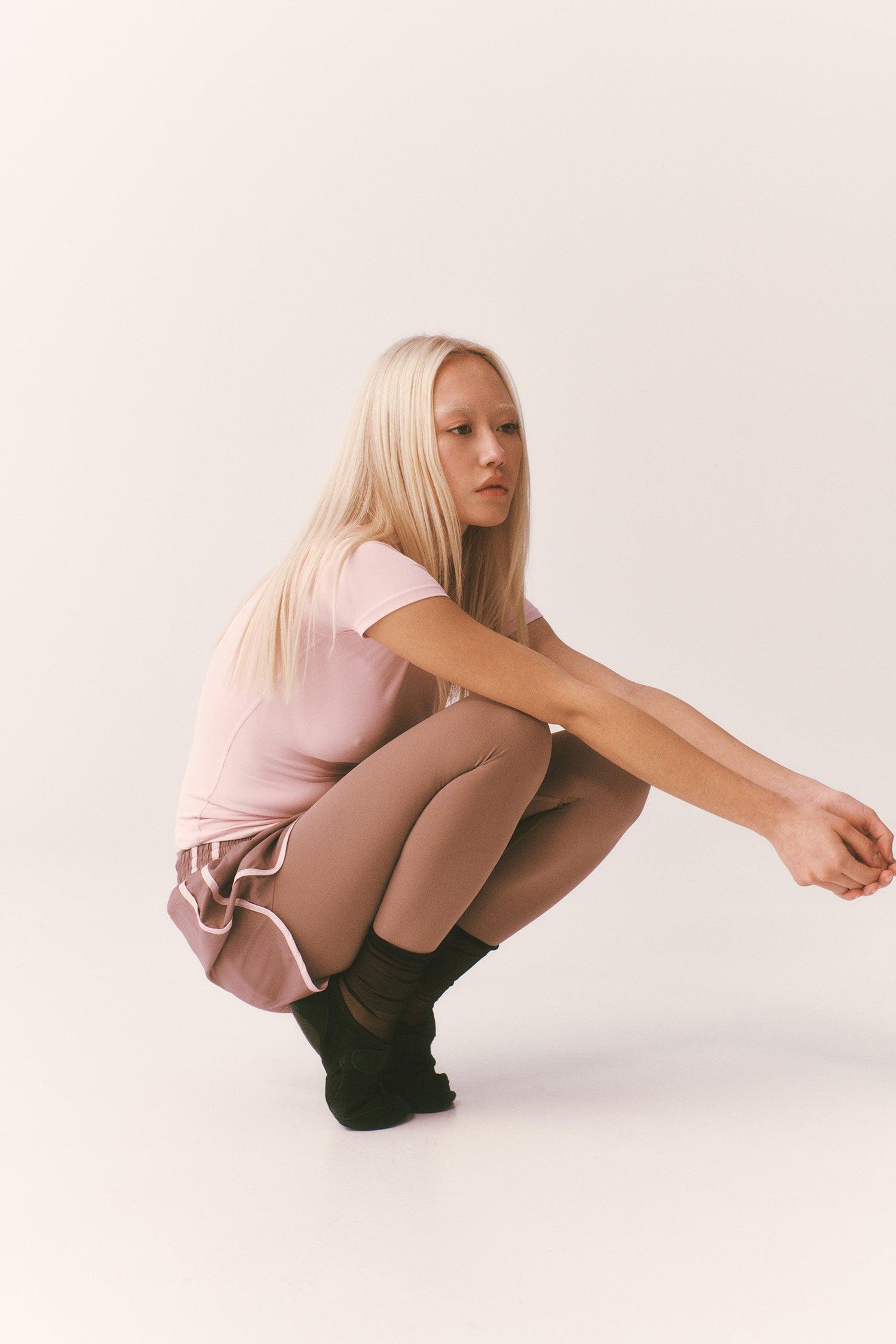 FOUNDATION SHORT SLEEVE TEE IN CHALK PINK by P.E NATION
