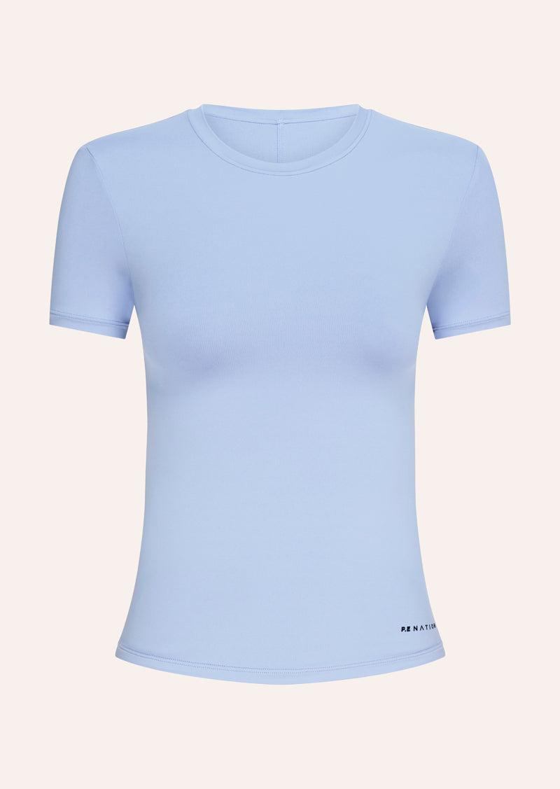 FOUNDATION SHORT SLEEVE TEE IN DUSTY BLUE by P.E NATION
