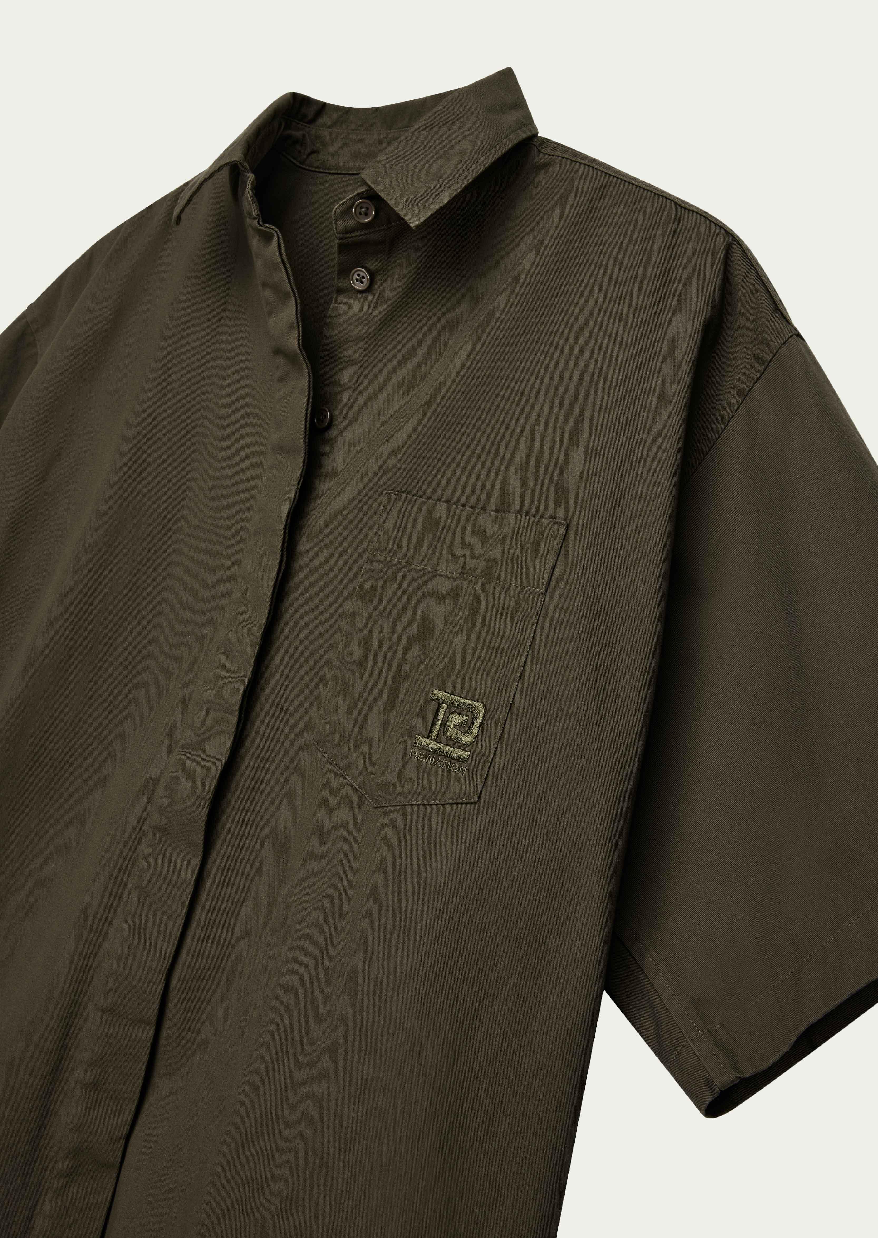HEADLINE SHORT SLEEVE SHIRT IN KHAKI by P.E NATION