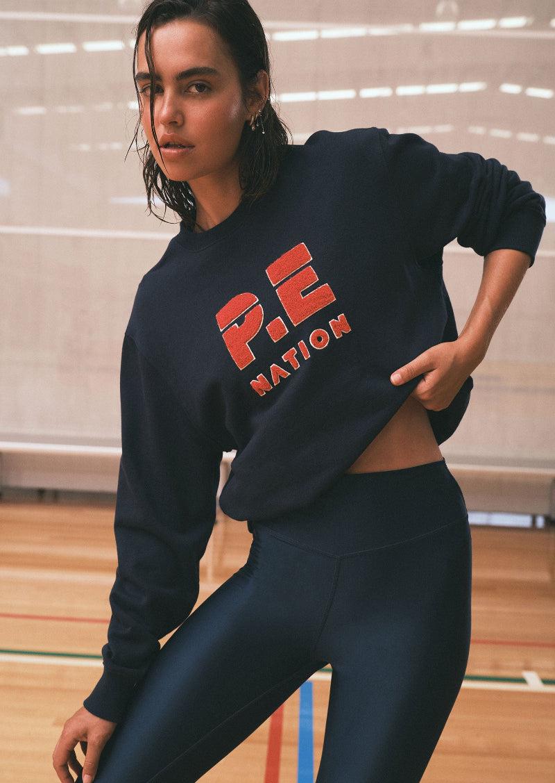 HEADS UP BOUCLE SWEAT IN DARK NAVY by P.E NATION