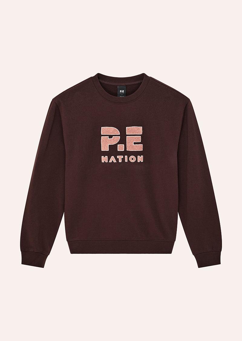 HEADS UP BOUCLE SWEAT IN MAHOGANY by P.E NATION