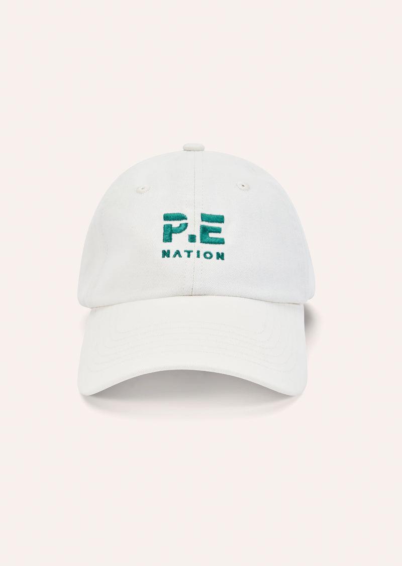 HEADS UP CAP IN WHISPER WHITE & COLLEGE GREEN by P.E NATION