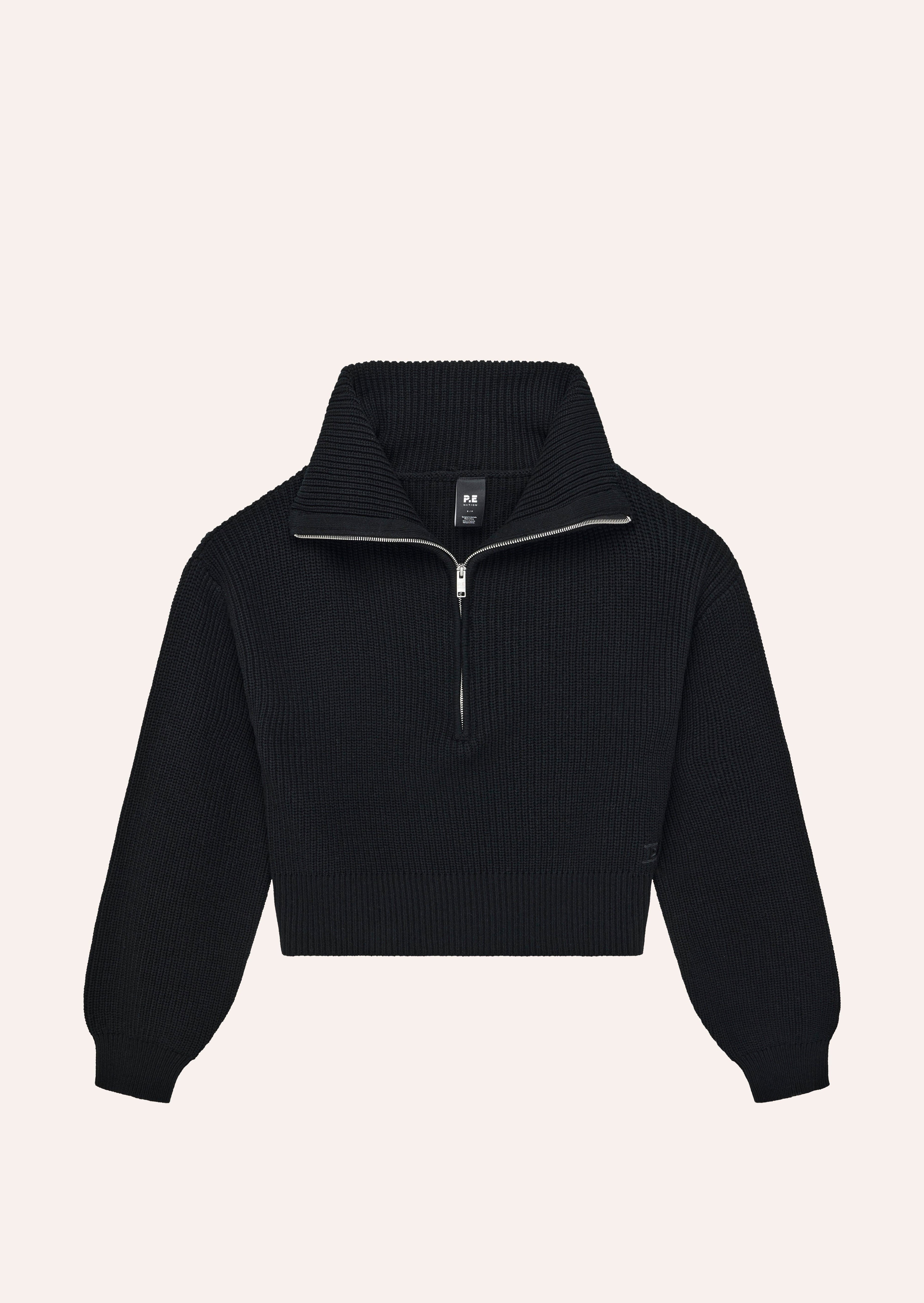 HIGH SEASON ZIP NECK KNIT IN BLACK by P.E NATION