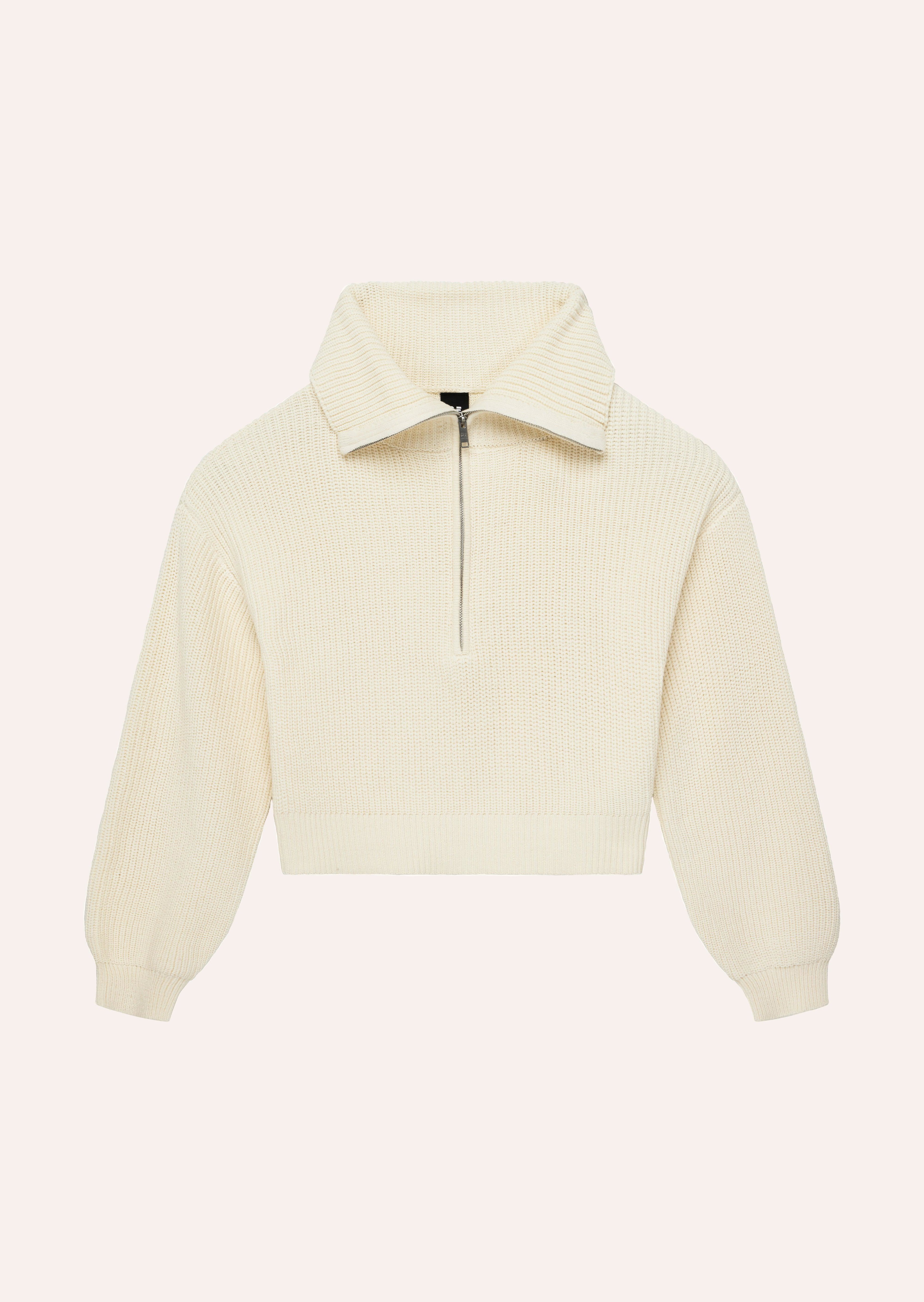 HIGH SEASON ZIP NECK KNIT IN WHISPER WHITE by P.E NATION