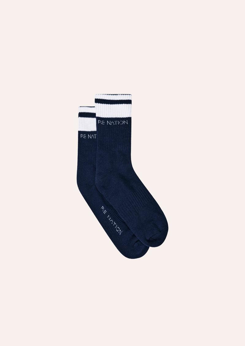HOMAGE SOCK IN DARK NAVY & OPTIC WHITE by P.E NATION