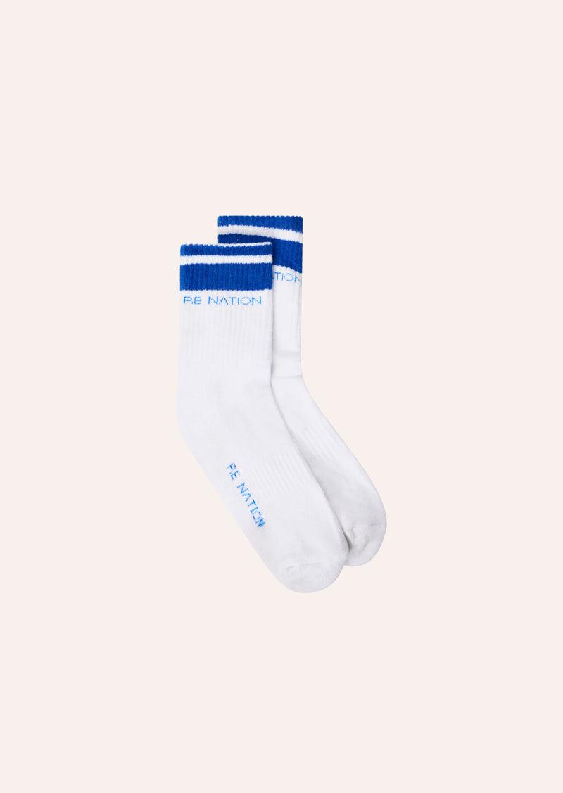 HOMAGE SOCK IN OPTIC WHITE & ROYAL BLUE by P.E NATION