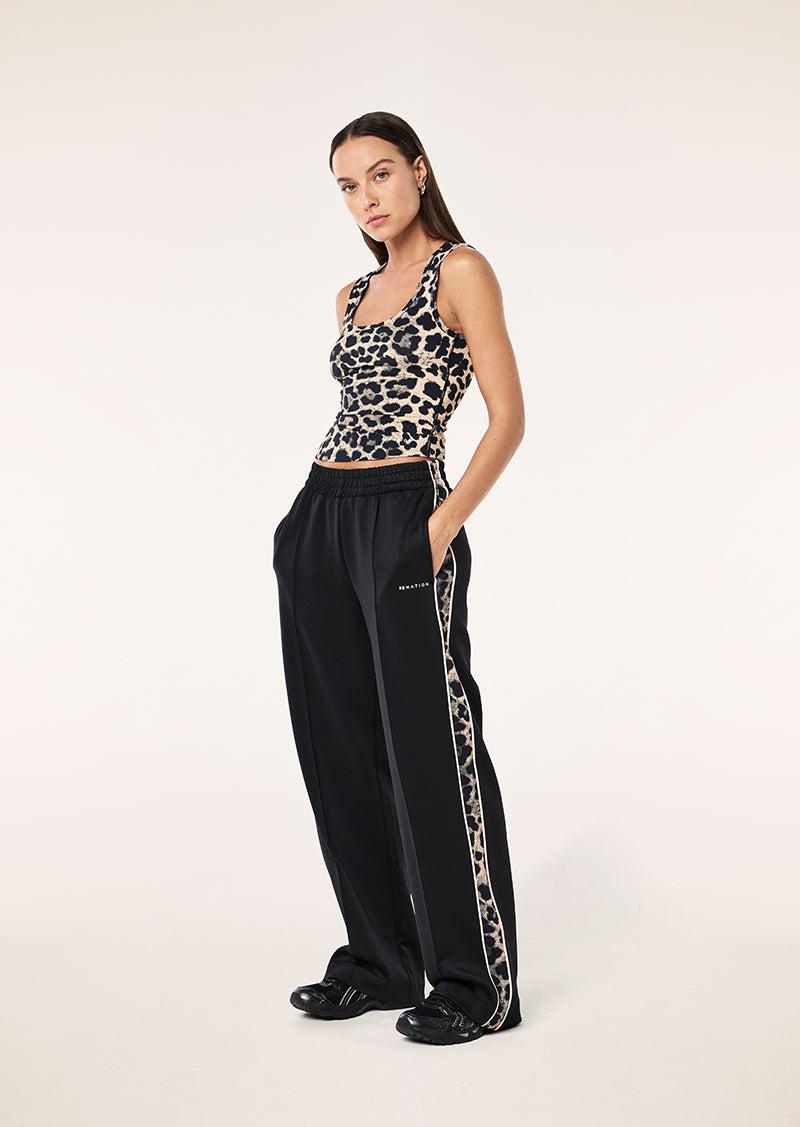MAN DOWN TRACKPANT IN BLACK & LEOPARD by P.E NATION