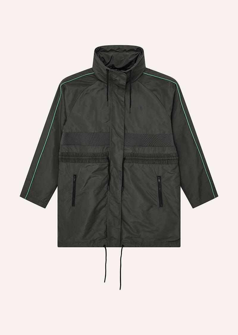 MID-LENGTH MAN DOWN JACKET IN CAVIAR & KELLY GREEN by P.E NATION