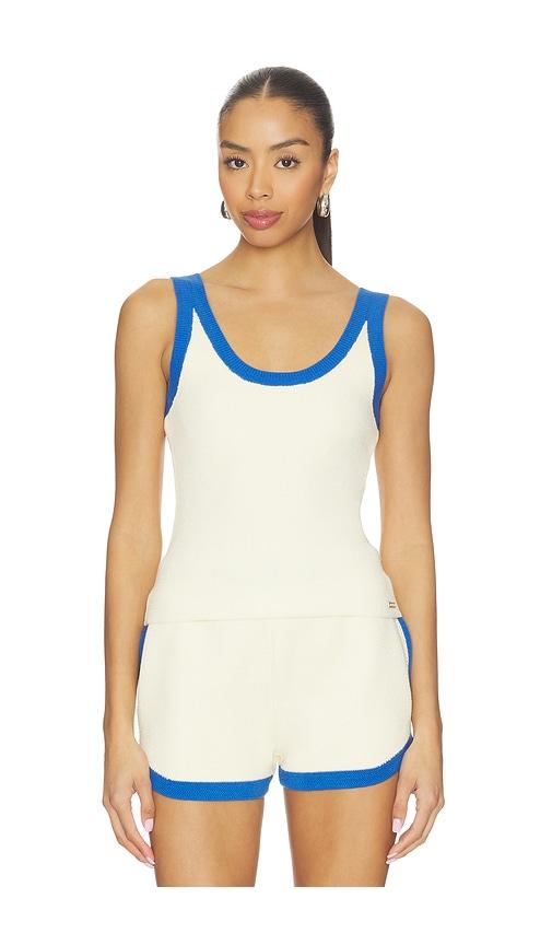 P.E Nation Odyssey Knit Tank Top in White,Blue by P.E NATION
