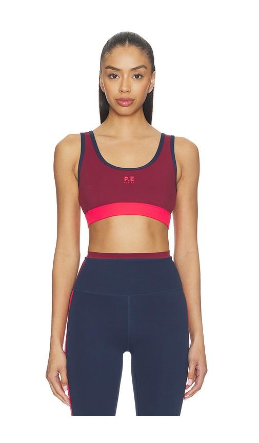 P.E Nation Pursuit Sports Bra in Burgundy by P.E NATION