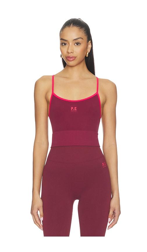 P.E Nation Release Seamless Tank Top in Burgundy by P.E NATION