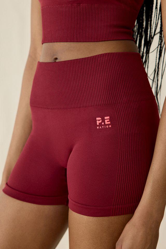 P.E Nation Restore Cabernet + Strawberry Seamless 2.5" Bike Shorts by P.E NATION