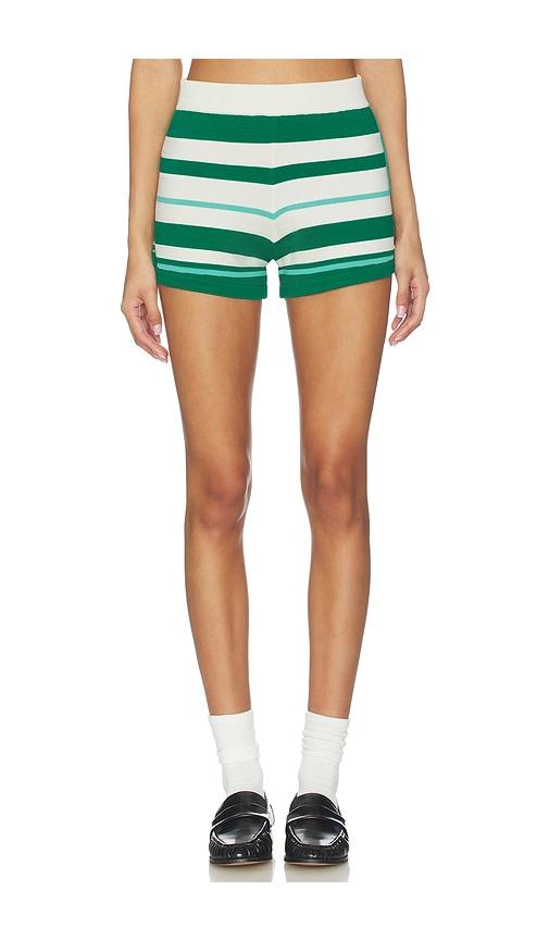 P.E Nation Retreat Stripe Knit Short in Green by P.E NATION