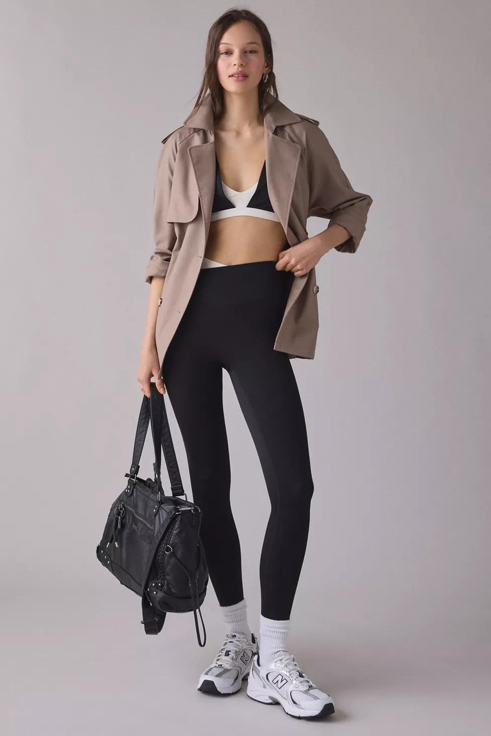 P.E Nation Wander Black + Whisper White Crisscross Waistband Full Length Leggings by P.E NATION