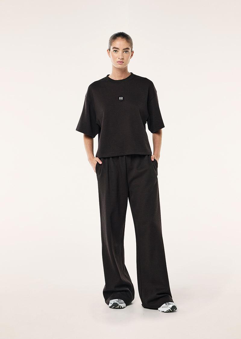 PRINTEMPS WAFFLE CROP TEE IN LICORICE by P.E NATION