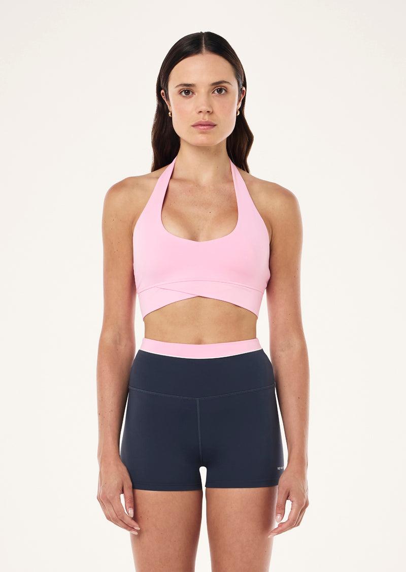 RESET HALTER SPORTS BRA IN PRISM PINK by P.E NATION