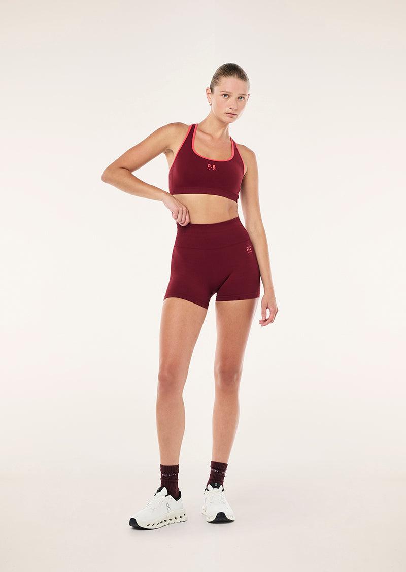 RESTORE SEAMLESS 2.5" BIKE SHORT IN CABERNET & STRAWBERRY by P.E NATION