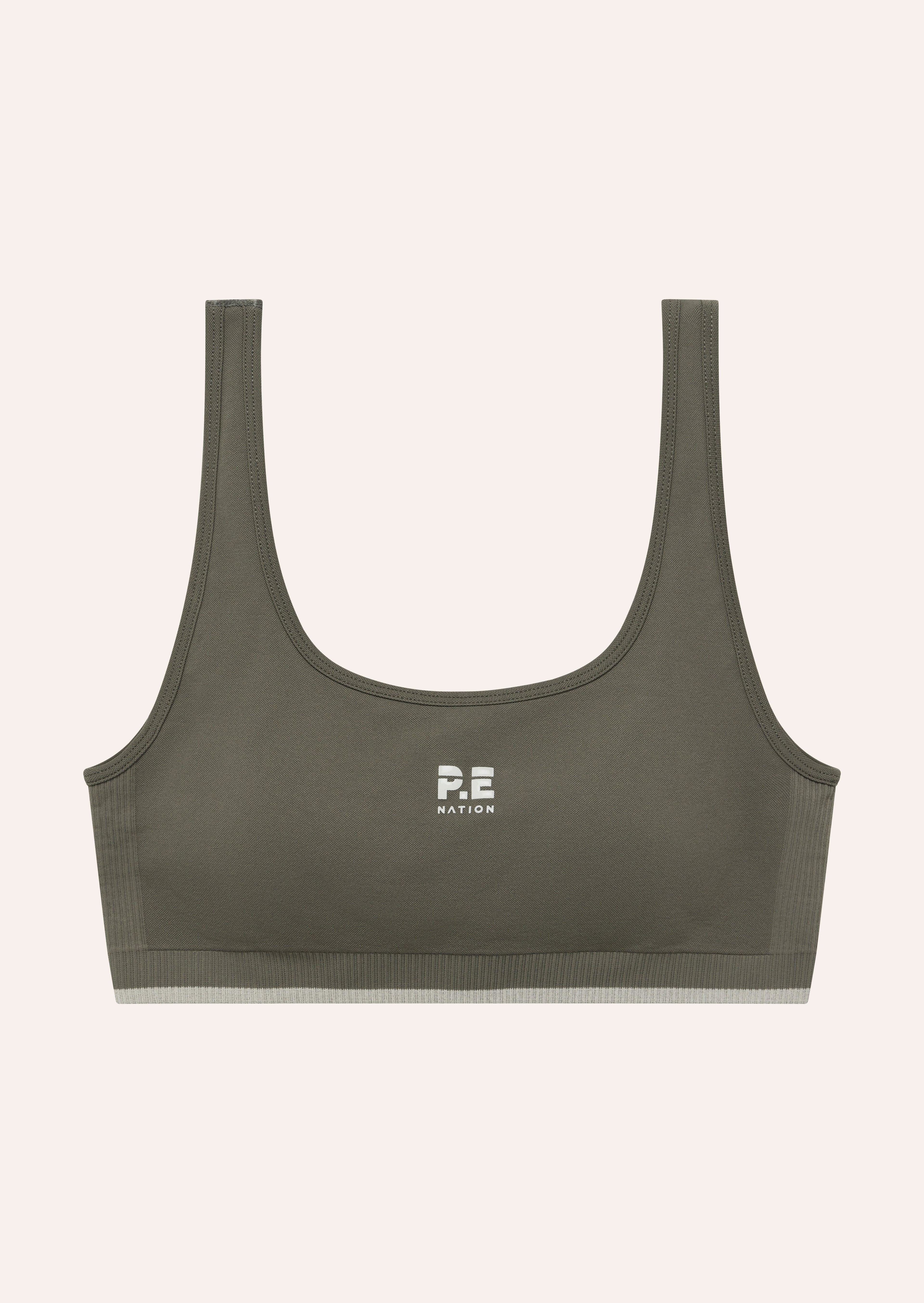 RESTORE SEAMLESS SCOOP BRA IN KHAKI by P.E NATION