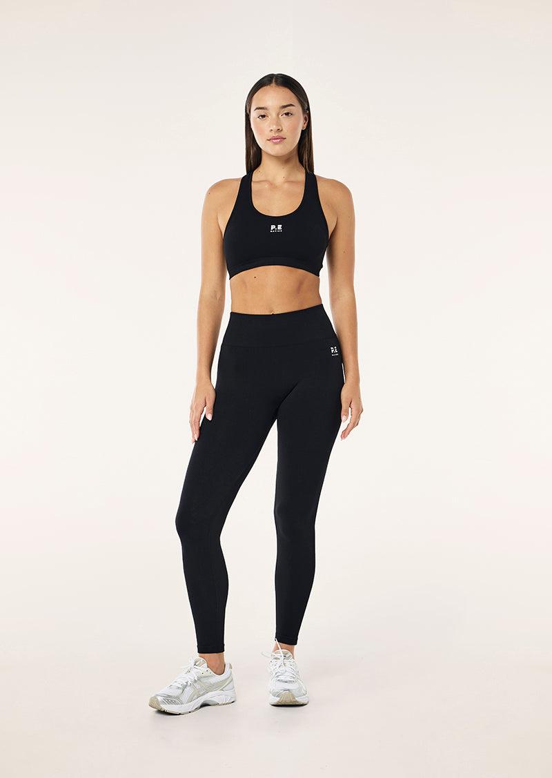RESTORE SEAMLESS SPORTS BRA IN BLACK by P.E NATION