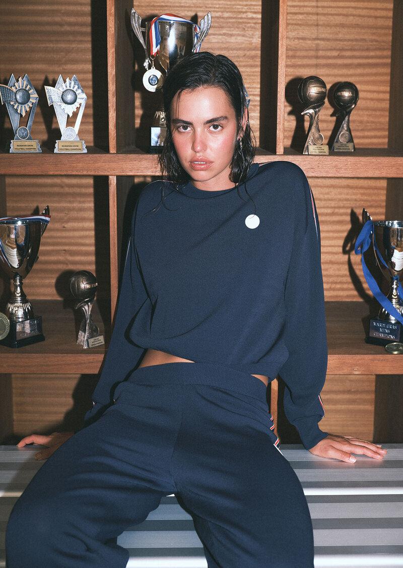 RETREAT KNIT JUMPER IN DARK NAVY by P.E NATION