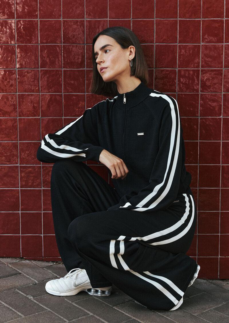 RETREAT KNIT PANT IN BLACK & WHISPER WHITE by P.E NATION