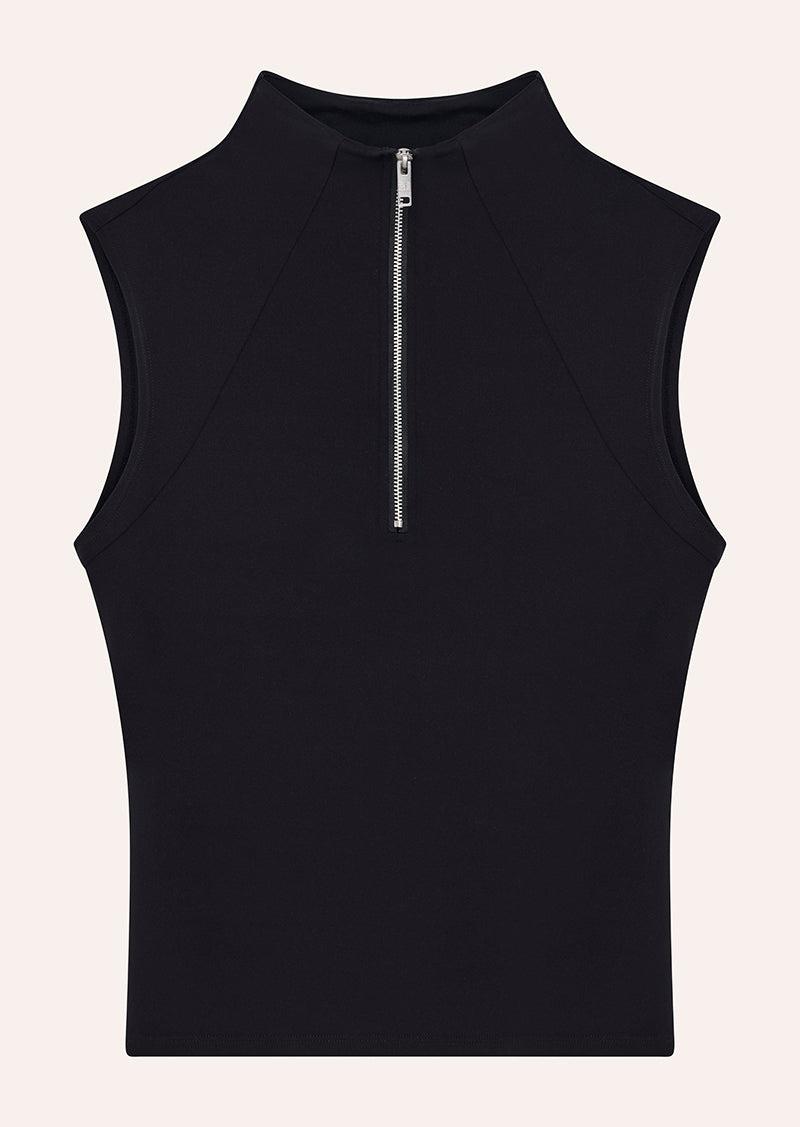 ROUTINE QUARTER ZIP TANK IN BLACK by P.E NATION