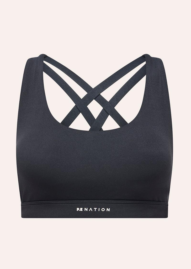 SIGNATURE CROSSBACK SPORTS BRA IN BLACK by P.E NATION