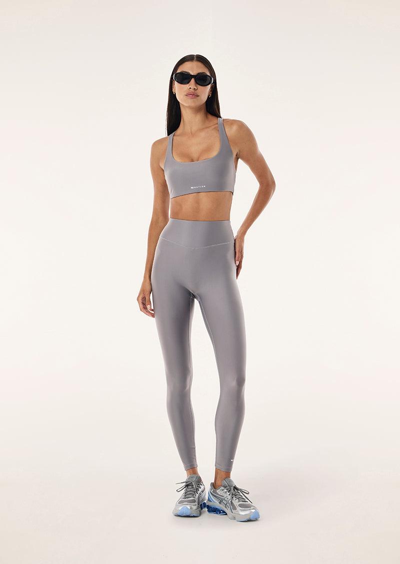SIGNATURE SCOOP SPORTS BRA IN SILVER SHINE by P.E NATION