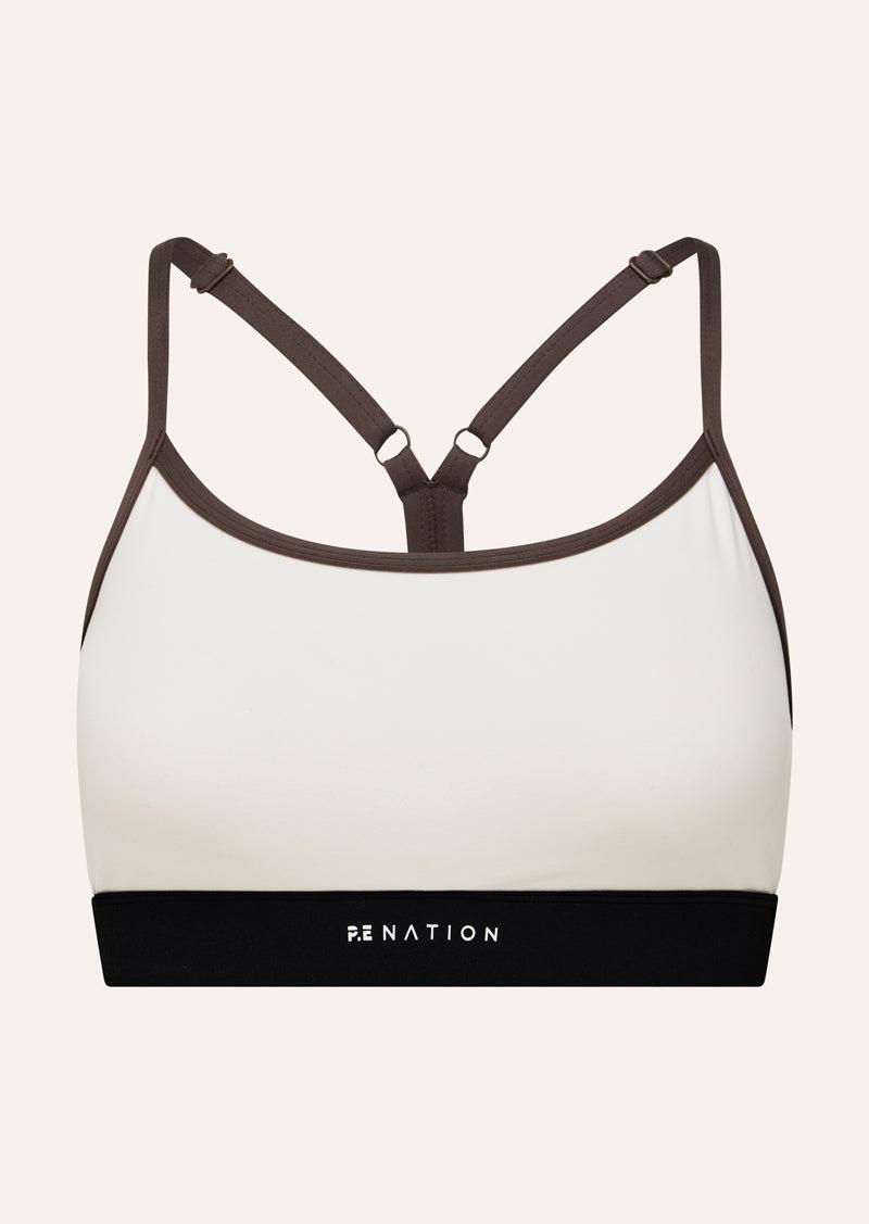 SIGNATURE SPORTS BRA IN WHISPER WHITE & WALNUT by P.E NATION