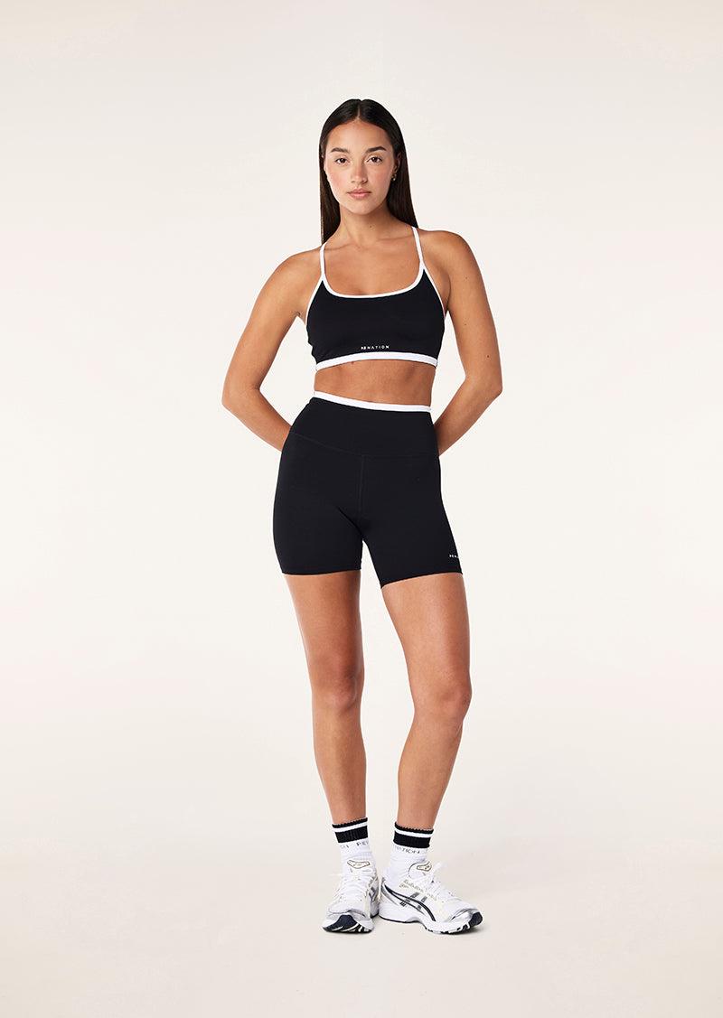 STELLAR 5" BIKE SHORT IN BLACK & OPTIC WHITE by P.E NATION