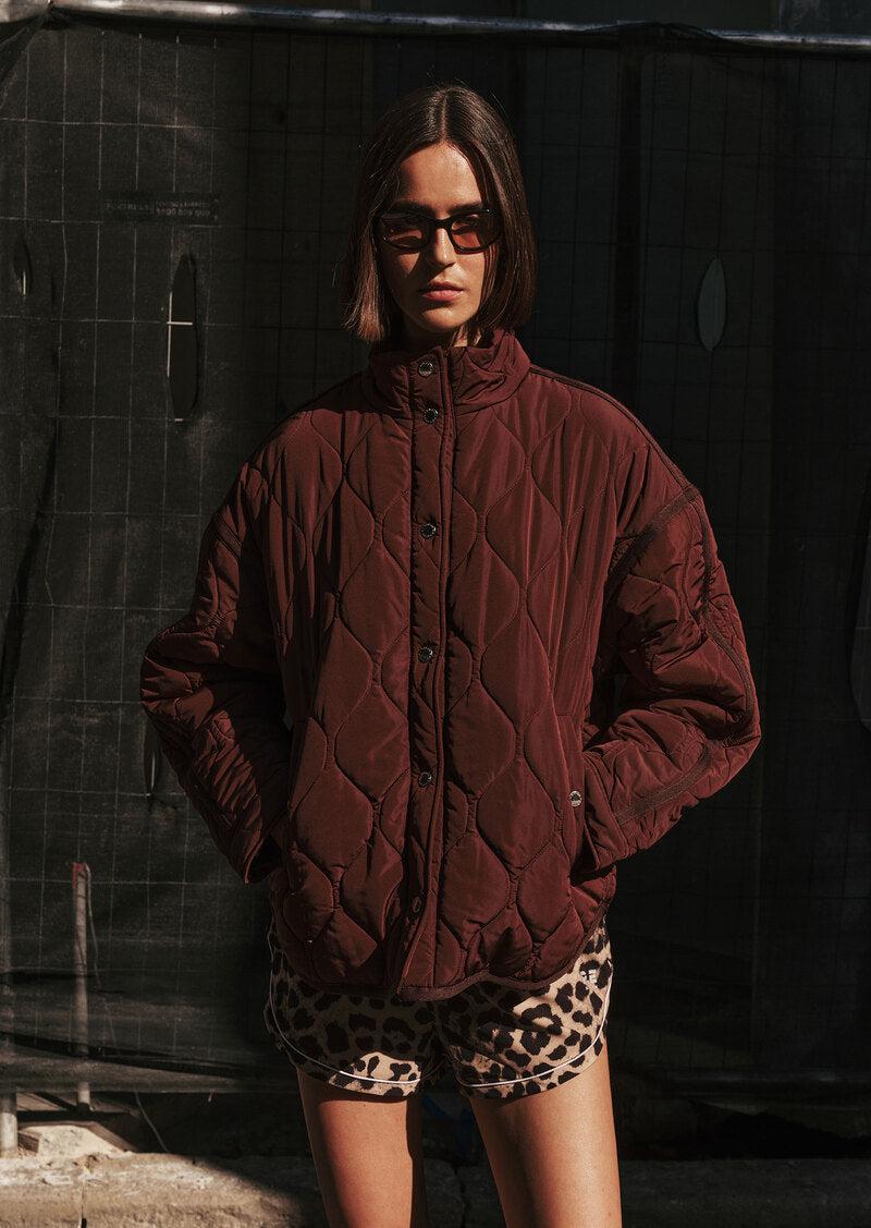 SURGE QUILT JACKET IN MAHOGANY by P.E NATION