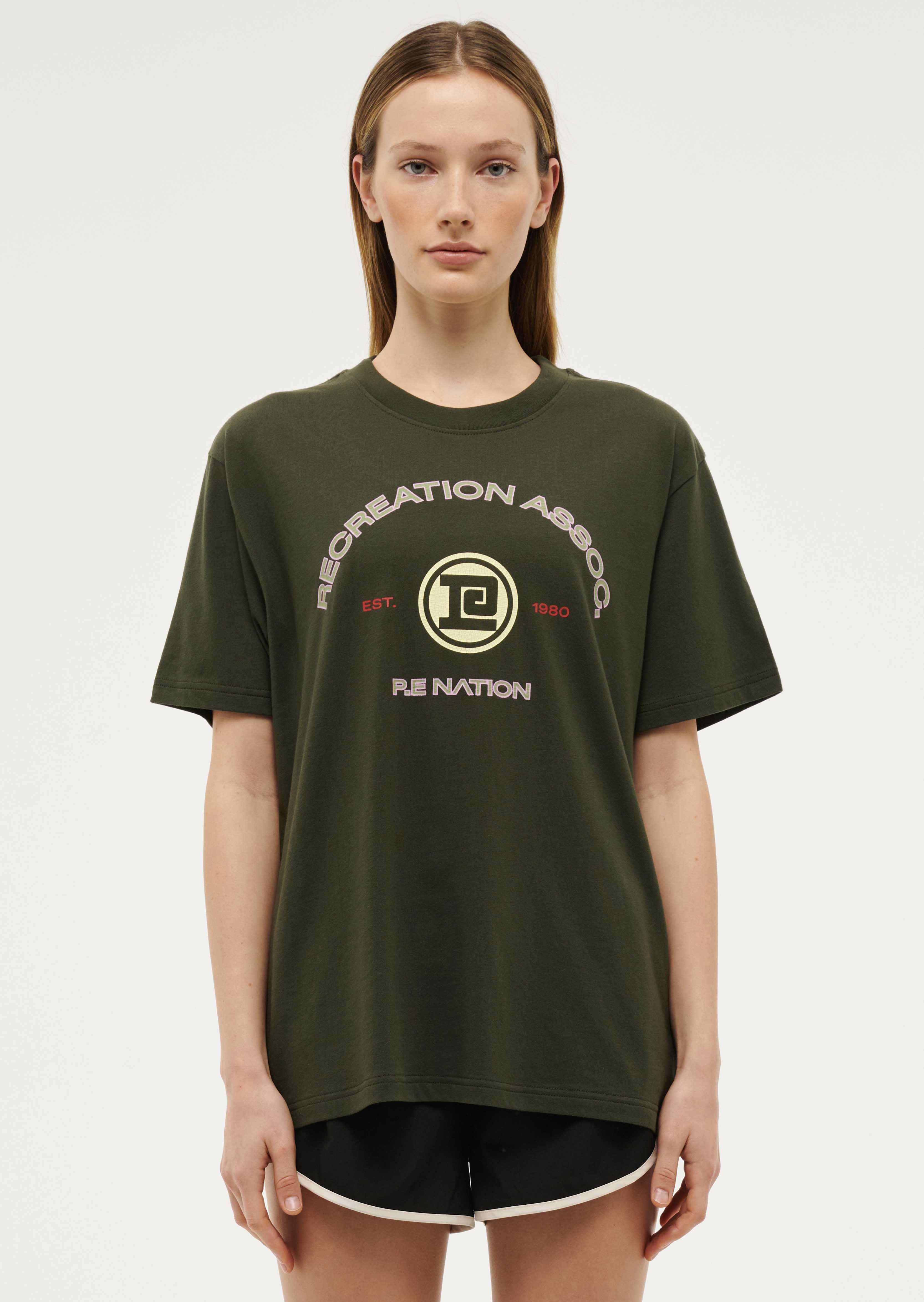 THROWBACK SHORT SLEEVE TEE IN FOREST NIGHT by P.E NATION