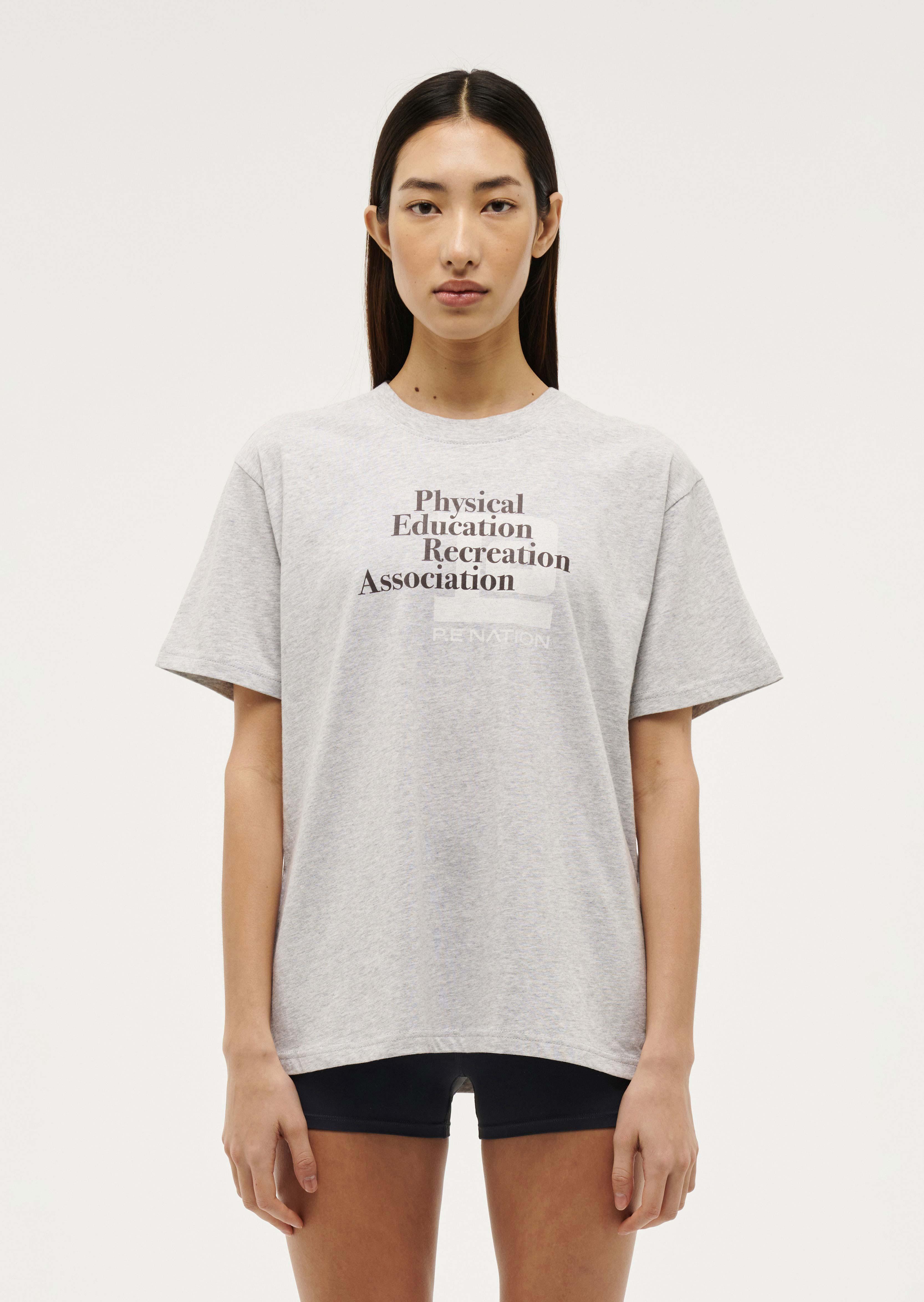 TRAJECTORY SHORT SLEEVE TEE IN GREY MARLE by P.E NATION