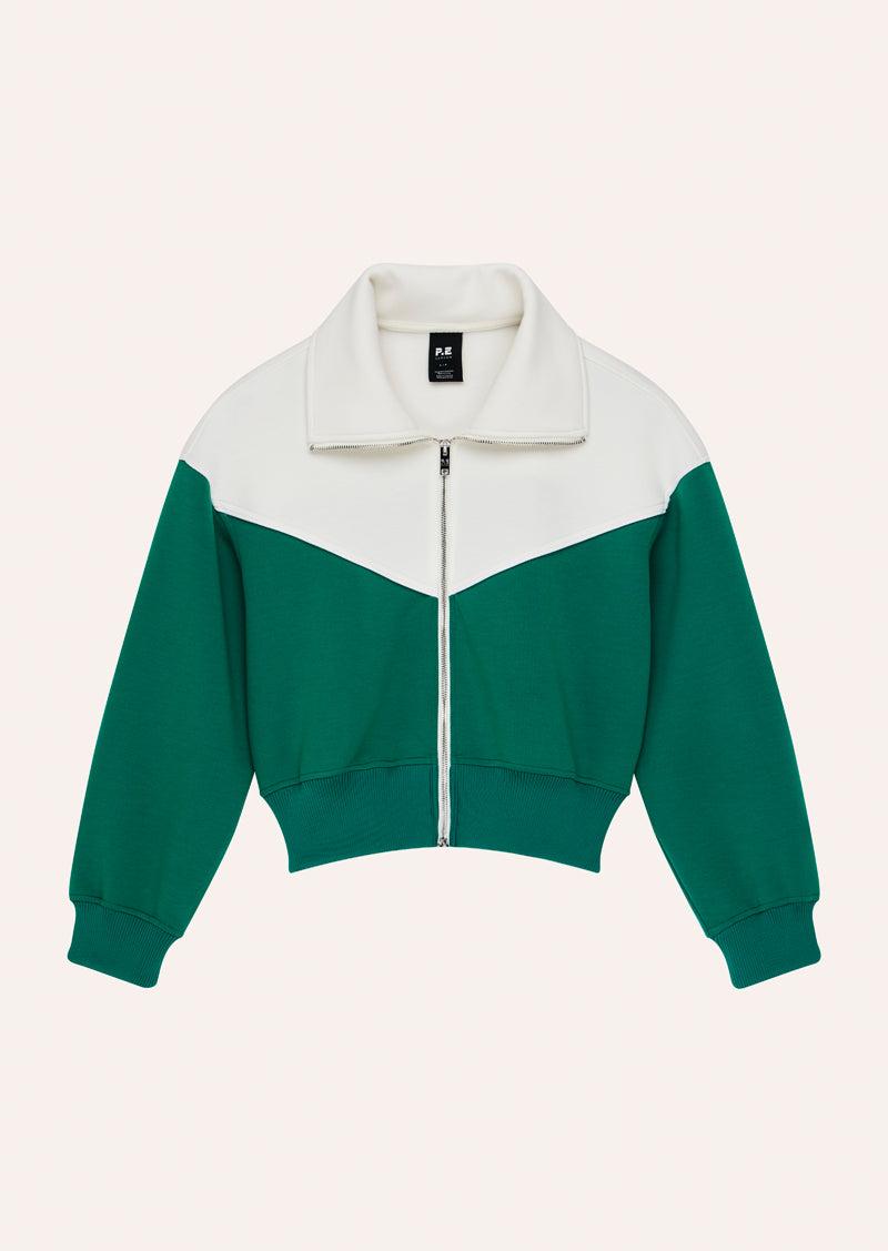 TRIUMPH JACKET IN COLLEGE GREEN & WHISPER WHITE by P.E NATION