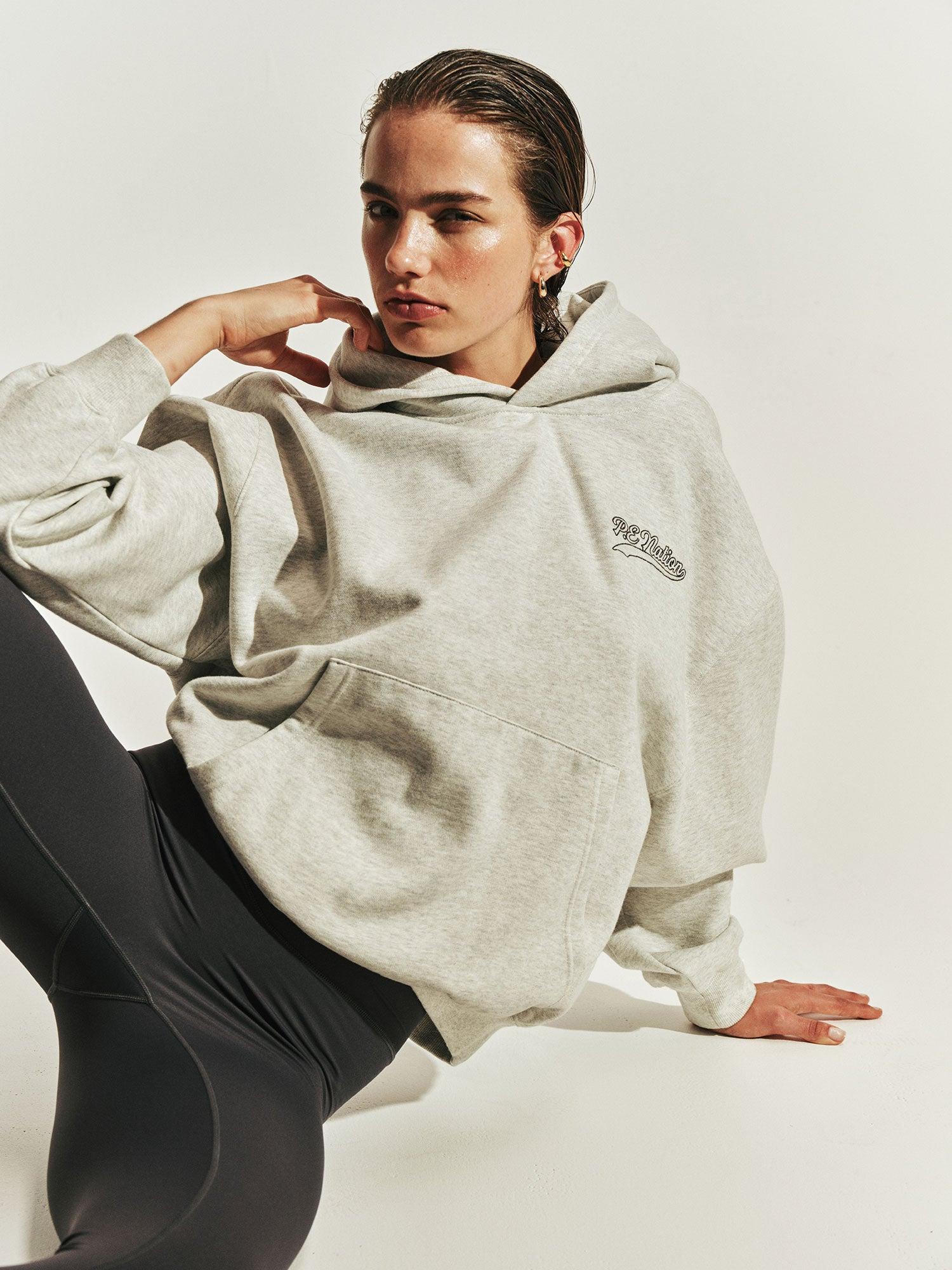 VARSITY OVERSIZED HOODIE IN GREY MARLE by P.E NATION