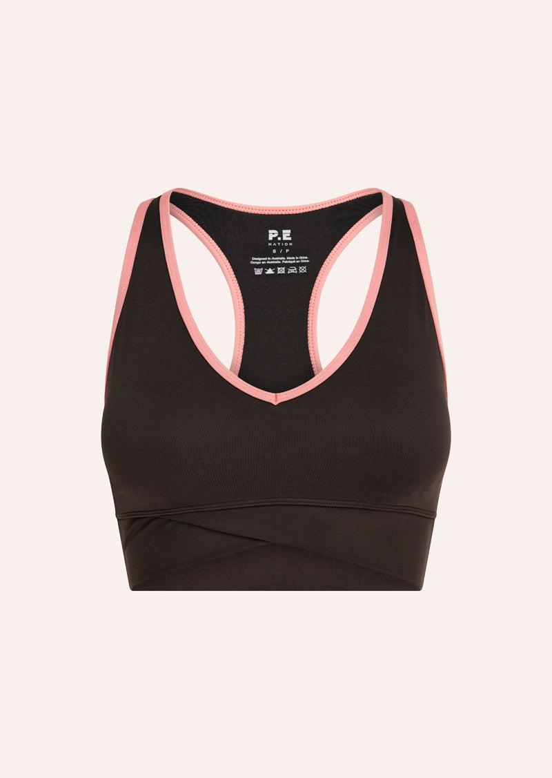VITA SPORTS BRA IN LICORICE & DUSTY PINK by P.E NATION