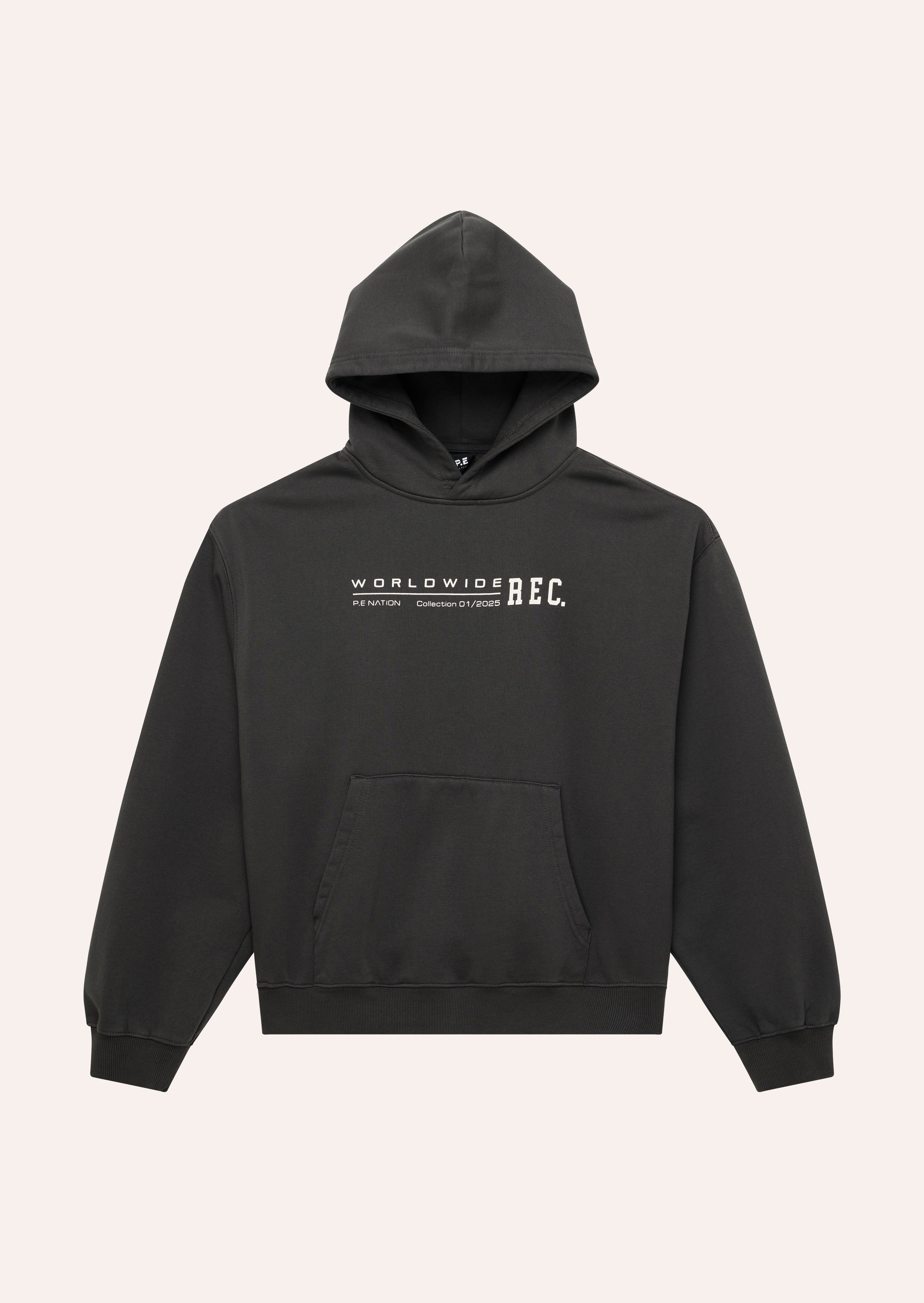 WORLDWIDE HOODIE IN WASHED BLACK by P.E NATION