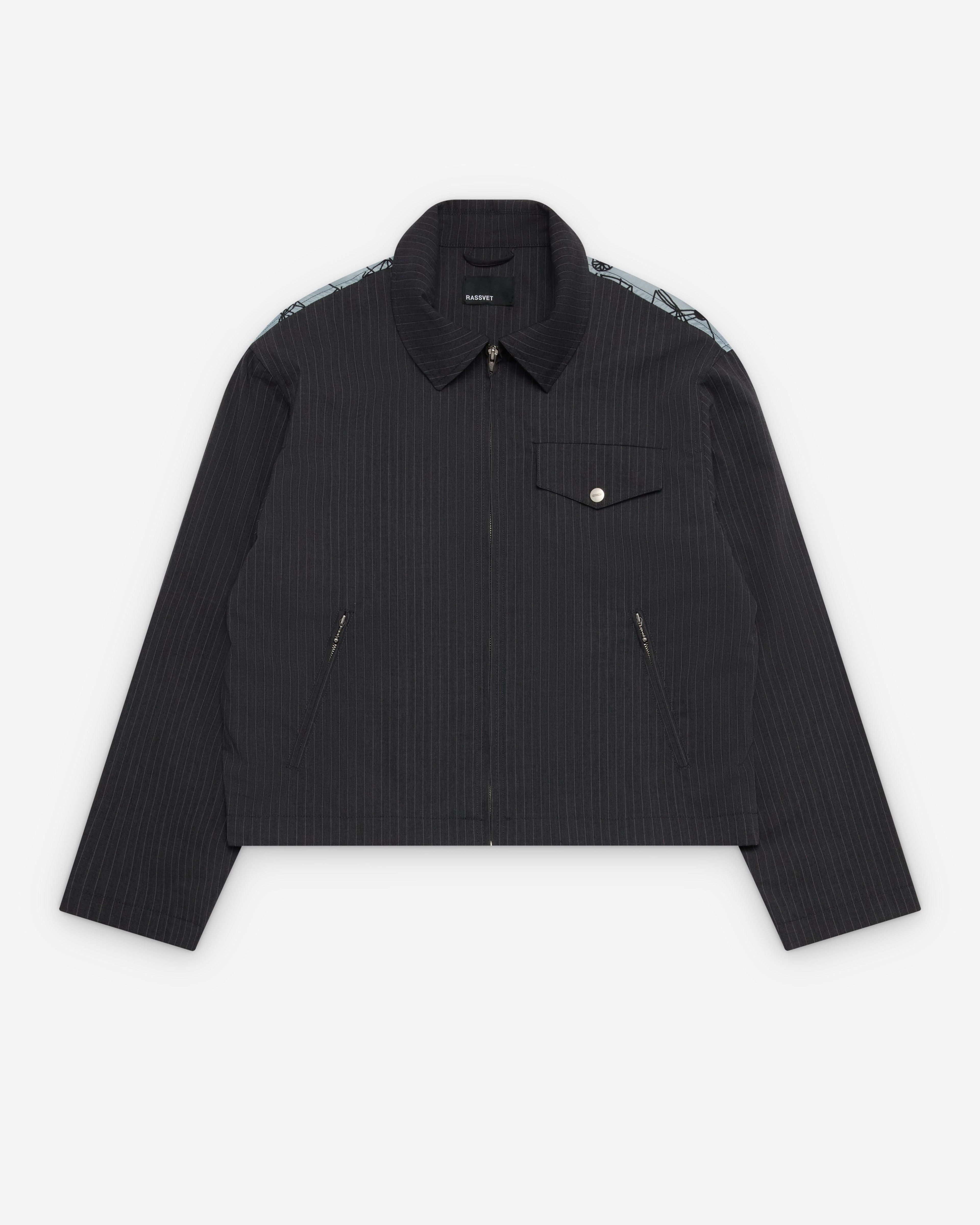 Rassvet - Men's Pinstripe Scribble Snap Jacket - (Grey) by PACCBET