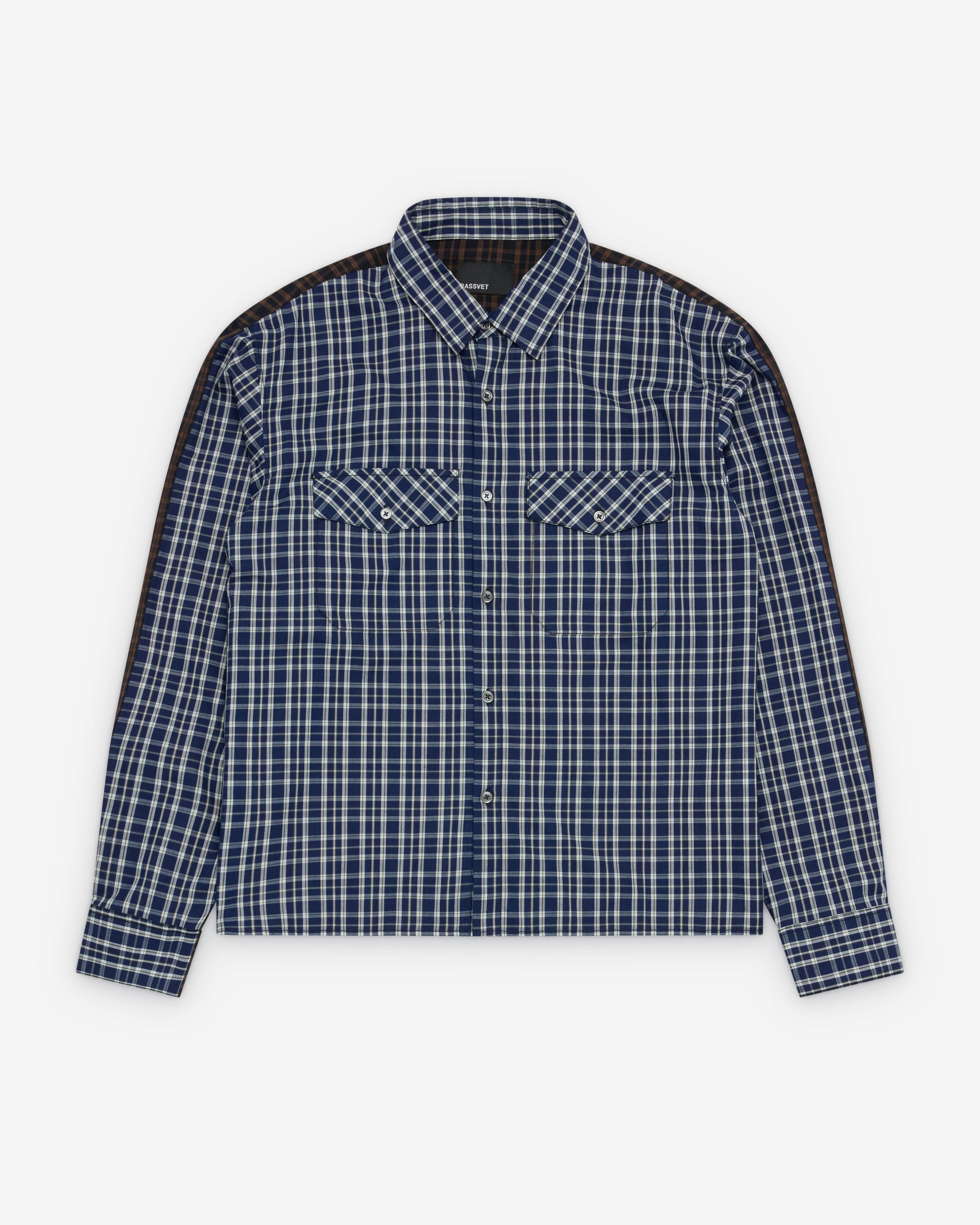 Rassvet - Men's Split Manager Shirt - (Blue/Brown) by PACCBET