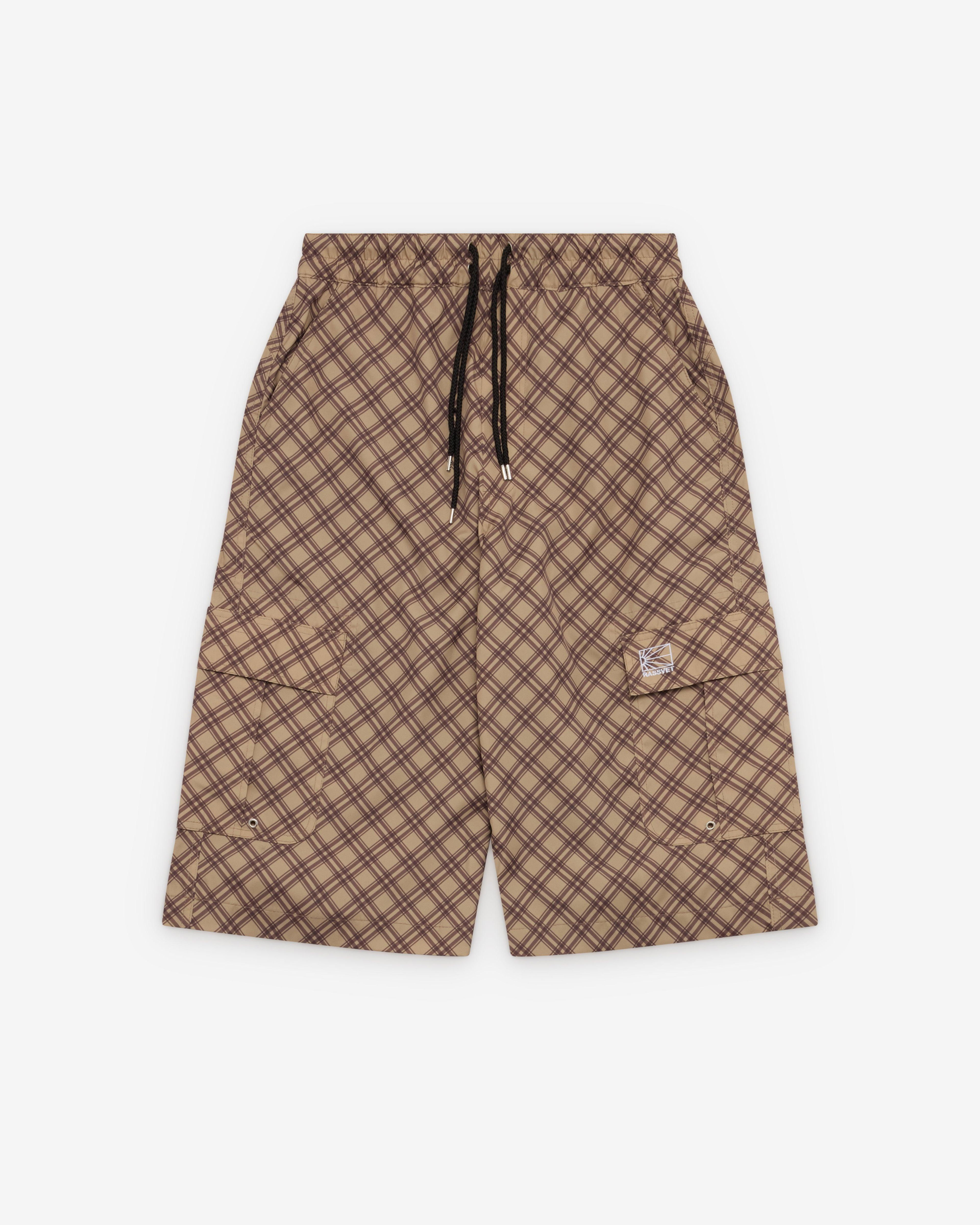 Rassvet - Men's Tartan Cargo Shorts - (Brown) by PACCBET