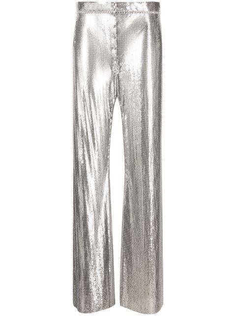 silver-tone straight-leg trousers by PACO RABANNE