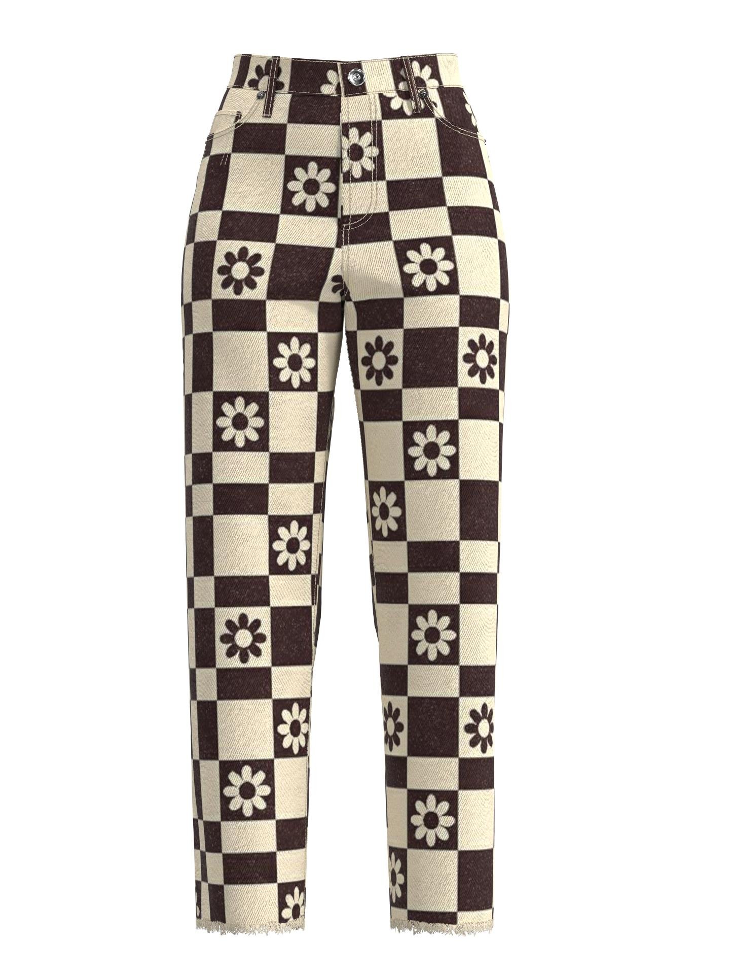 Pacsun Flower Checkerboard Jeans by PACSUN