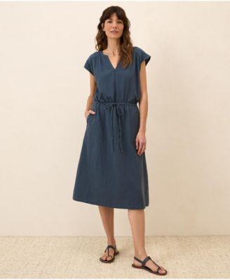 Women's Organic Cotton Coastal Double Gauze Tie Waist Midi Dress by PACT Women's Organic Cotton Coastal Double Gauze Tie Waist Midi Dress by PACT