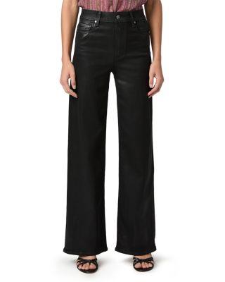 Anessa High Rise Coated Wide Leg Jeans in Black Fog by PAIGE
