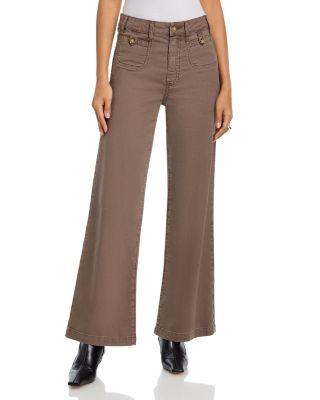 Anessa High Rise Wide Leg Jeans in Vintage Mushroom Taupe by PAIGE