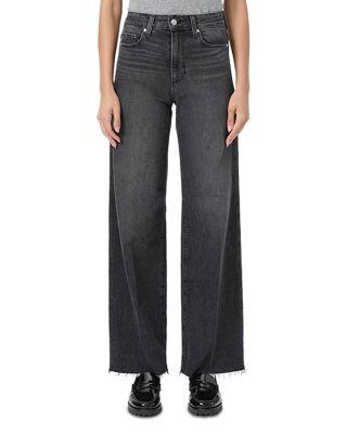 Anessa High Rise Wide Leg Jeans in Viper Black Distressed by PAIGE