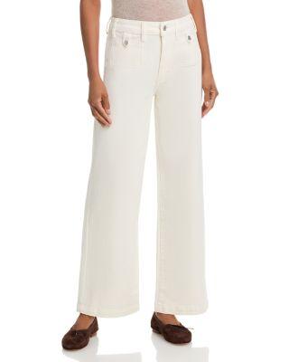Anessa Rounded Pocket High Rise Wide Leg Jeans in Tonal Ecru by PAIGE